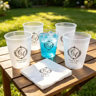8oz Oem Customized 12oz Frosted Pet Plastic Cups Wholesale Reusable Mug for Tea and All Occasions With Logo Customization Napkin