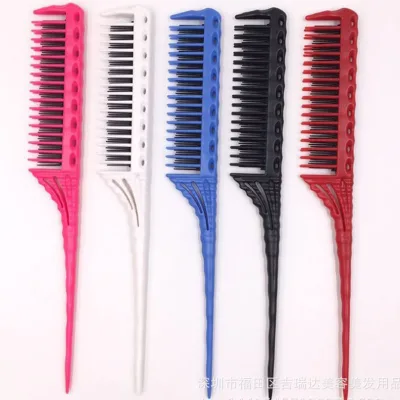 Custom Multicolor Electric Rat Tail Comb Wide Tooth Combs Parting Comb for Home Use Heat Resistant Plastic Handle