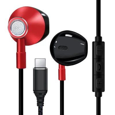 Colorful Metal USB-C Wired Semi In-ear Earphones Multi-function Line Control Mic Heavy Bass Stereo Sound 10mm Dynamic Driver