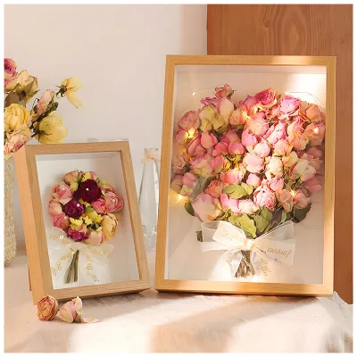 3D Square Wooden White 8" Modern Painted Durable Depth 3cm/5cm Dried Flower Handmade DIY Display Photo Frame Home
