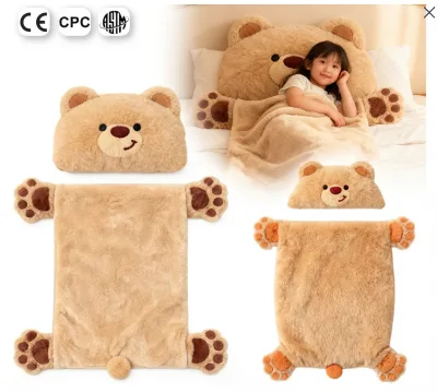 Bear Animal Plush Comforter Soothing Toy Baby Lovey Security Blanket with Silicon Kids' Bedding