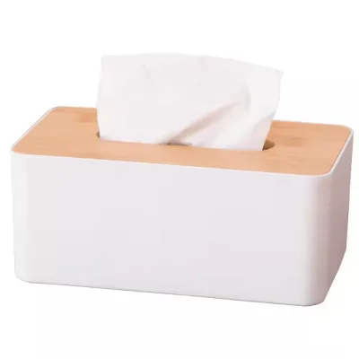 Wholesale Customized Size Bamboo Tissue Storage Box Paper Towel Holder with Bamboo Lid