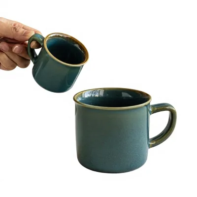 Retro Kiln-Changed Ceramic Mug Retro Trendy Style Household Office Breakfast Use Parent-Child Design Wholesale