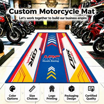 Motorcycle Mat Motorcycle Parking Mat with Durable TPR Material, Weather Resistant Floor Mat for Outdoor Showroom and Yard