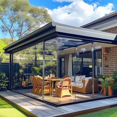 Aluminum Conservatory Glass House Winter Garden Extension Attached to Home for Garden Yard Villa Energy Saving Modular Sunroom
