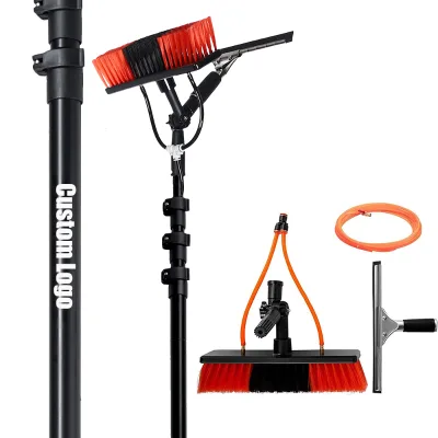 BoomDing Aluminum Telescopic Pole Solar Panel Cleaning Extends 4.60 Meters Roof Brush Internal Hose Broom Window Use