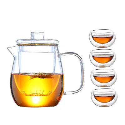 Wholesale Hand Blown Transparent Heat Resistant Borosilicate Loose Leaf Glass Tea Pots Kettles