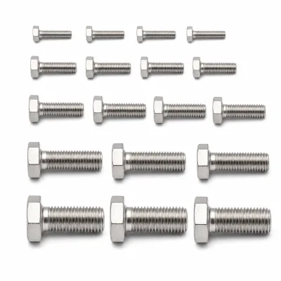 A2-70 304 Stainless Steel Hexagon Head Bolts Large Diameter Metric Thread Screws M6 M8 M10 M12 M16 for Industrial Construction