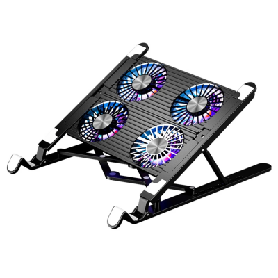 RGB Gaming Laptop Cooling Pad Adjustable Height Notebook Cooler with 4 Quiet Plastic Fans and Phone Holder