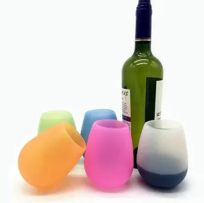 Colors Silicone Cup Wine Glasses Portable and Foldable Water Bottle Reusable Unbreakable for Outdoor Travel Camping Party Family