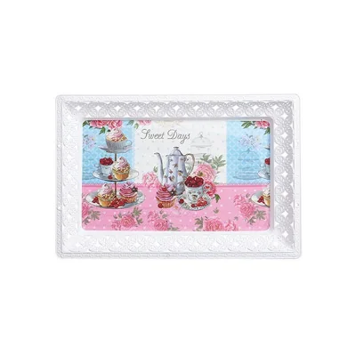 White Hollow Custom Pattern Custom Plastic Serving Fast Food Rectangle Serving Trays