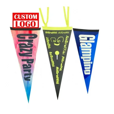 Custom Printing Dye Sublimation Triangle Sport Felt Banner Felt Pennant Bulk