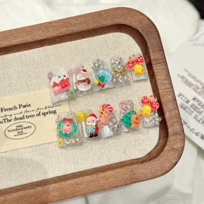 Christmas Series Handmade Luxury 3D duck bill handmade press on nails Pretty Cute Design press on nails personalization