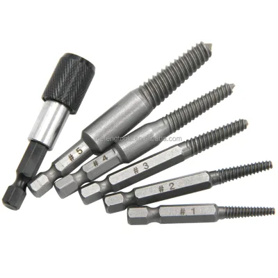 5pc Hexagonal Handle Broken Head Screw Extractor 60mm Black Quick Release Electric Broken Wire Extractor Set