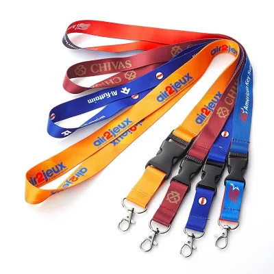 Hot Selling Wonderful Customized Logo Dye Sublimation Printed Heat Transfer Printed Lanyard with Buckle