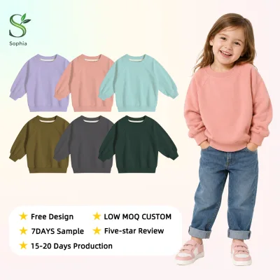 Low MOQ Custom Multi Color Minimalism Sweat Top Crew Neck Long Sleeve Soft Gender Neutral Toddler Sweatshirt