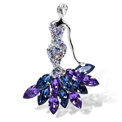 Fancy Day Clearance Sale Custom Luxury Fashion Jewelry Sparkling Austrian Crystal CZ Stone Zircon Mermaid Brooches