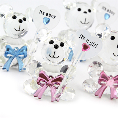 Ywbeyond Crystal Bear Figurines Ornaments Baby Christening Giveaways Gifts for Boy Girl Baby Shower and Kids Birthday Souvenirs
