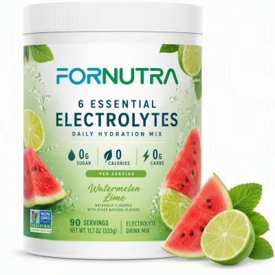 FORNUTRA 6 Essential Electrolytes Daily Hydration Mix, Watermelon Lime Naturally Flavored Electrolyte Drink Mix, 0 Sugar (333g)