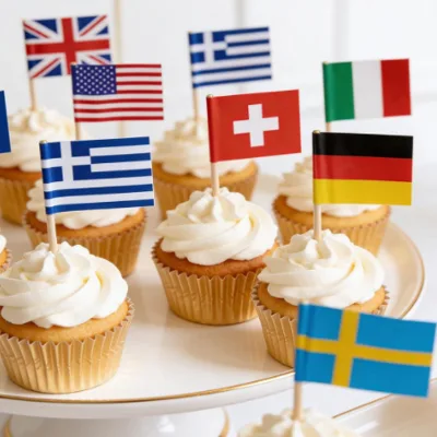 12 X 18 Inch Bulk Custom Disposable Wood Handheld Stick International Flag Logo Printed Toothpick Flag Sticks Flag Tag