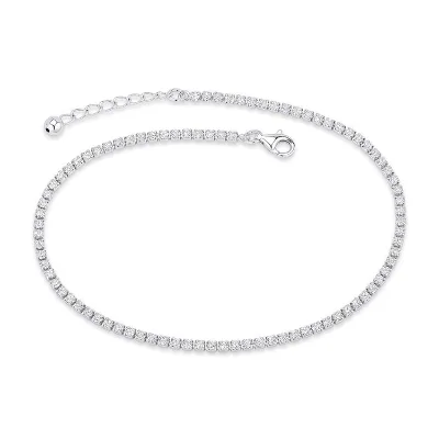 925 Sterling Silver Cubic Zirconia Tennis Anklet Bracelet Jewelry for Women
