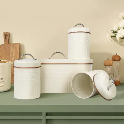 Diamond Pattern Metal Iron Storage Containers Bread Box for Household