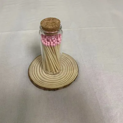 Decorative Long Stem Multicolor Head Matches in Cork Straight Glass Bottle a Perfect Match Custom Label