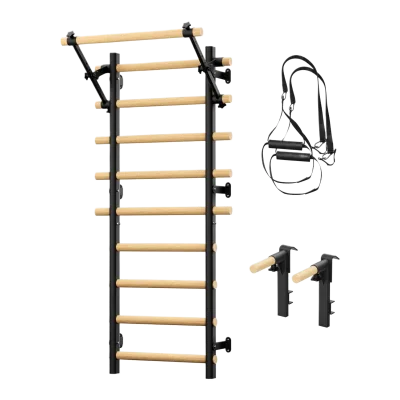 Wooden Wall Mounted Stall Bars Exercise Straps Dip Full Body Home Gym Adults New Ladder