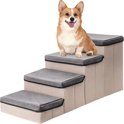 High Quality Fiber Pet Stairs Foldable Dog Ramp Steps 3 Layers Dog Stairs With Storage Box