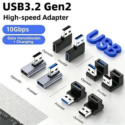 USB Connector Male to Female U-Shaped Elbow Positive Negative Direction Laptop OTG USB3.0 Adapter DC Output