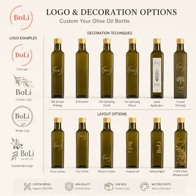 Custom Olive Oil Bottle Glass 500ml with Logo Printing Embossing Hot Stamping Luxury Oil Packaging OEM ODM
