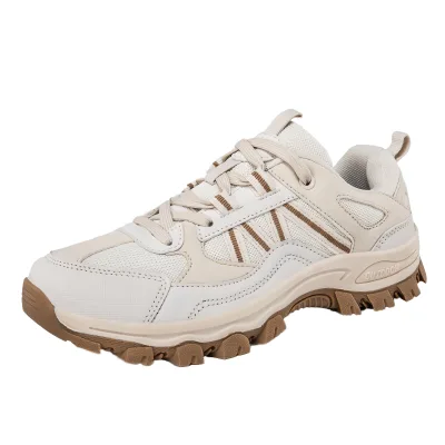 Outdoor Hiking Shoes Unisex Non-Slip Wear-Resistant Lightweight Artificial Leather Upper Rubber Outsole Versatile Couple Travel