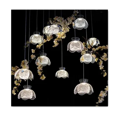 Hot Selling 10 Orchid Chandelier LED Plug Light Ceiling Hanging Lamp Wedding Supplies