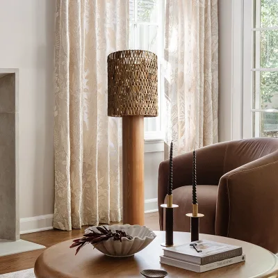 Wabi-sabi Wind Floor Lamp Wood Led Standing Light for Living Room