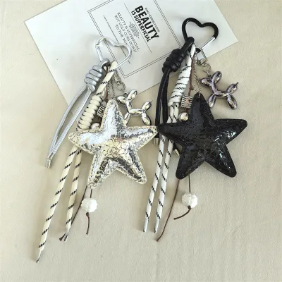 New Star Keychain Bag Charm Multi Color Rope Pendant Five Pointed Star Accessory Gift for Women Bag