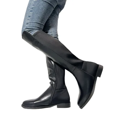 Beautiful Toe Over-the-Knee Thigh High Boot for Women Zip Closure PU Upper Anti-Slippery Height Increasing Winter Office Wear