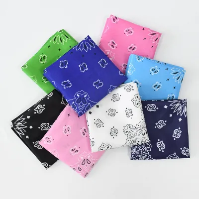 White Men Custom Printed Handkerchief for Sale Wholesale Paisley Promotion 100% Polyester Disperse Printing 54*54CM