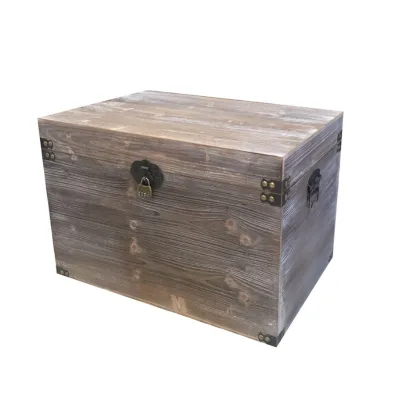 Custom Retro Hinged Wooden Storage Box Large Rectangular Treasure Chest for Home Clothes Books Jewelry Sorting