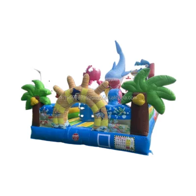 Commercial Shark Ocean Theme Inflatable Bounce House Amusement Park Slide for Kids for Outdoor Activities