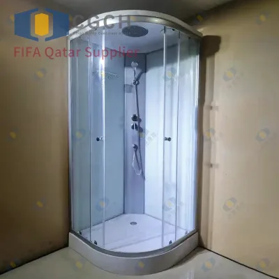 CGCH 90xcm Modern Glass Shower Enclosure Electroplate Corner Bathroom Box Circular