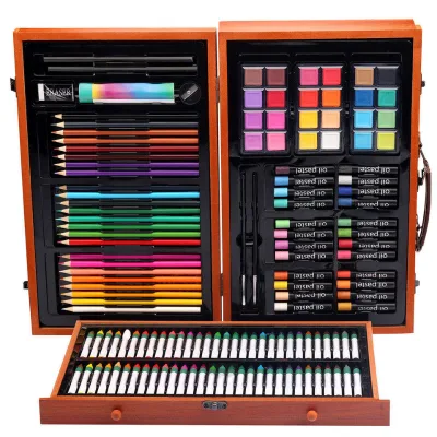 Hot Selling 142 Pcs Art Set Portable Wooden Case Perfect Gift for Drawing