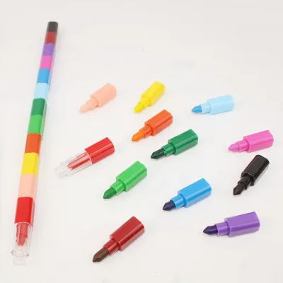 Creative Stationery Building Block Crayon De Couleur 6 Colors Oil Painting Kids Children Coloring Crayon