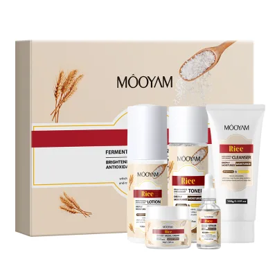 Rice Fermentation Moisturizer Skincare Set Box Facial Serum Cream Face Wash Cleanser Lotion Toner OEM MOOYAM Skin Care Set