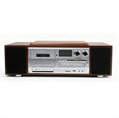 Dark Brown Vintage Vinyl Record Player Turntable Belt Drive Stereo Phonograph for Home Decor Gift Plastic Shell Living Room Use