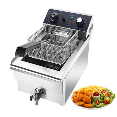 10 Litres Single Tank Single Basket Fryer With Temperature Limited Protection Device Electric Table Top  Deep Fryer