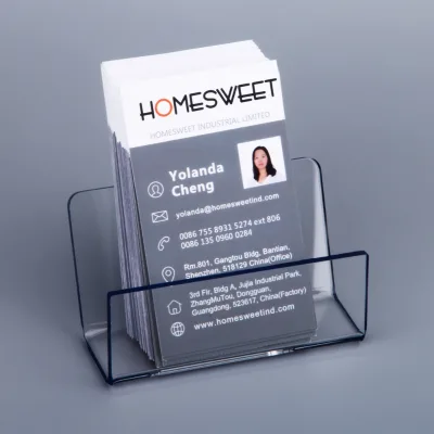 Wholesale Factory Price Acrylic Business Card Holder Block Desk Plexiglass Business Card Stand
