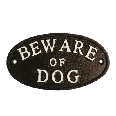 Be Ware of Dog Cast Iron Yard Sign
