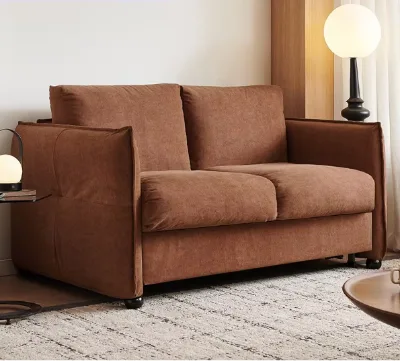 Dual-Purpose Modern Sofa Bed Multi-Functional Features for Small Apartments Hotels Mid-Antique Fabric Upholstery for Living Room