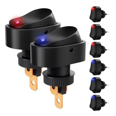 ASW-20D Car Boat Auto Rocker 30A 12VDC ON-OFF with Dot Light 3Pin Marine Rocker Toggle Switch Headlamp Adjustable