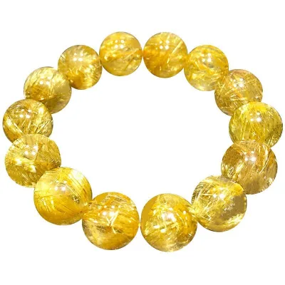 Wholesale High Quality Wedding Decoration Gold Rutilated Quartz Healing Crystal Bracelets